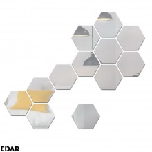 Set 12 Oglinzi Decorative Hexagonale EDAR, Sticker Autoadeziv pentru Perete, Oglinda Acrilica pentru Decor Modern Living, Dor...