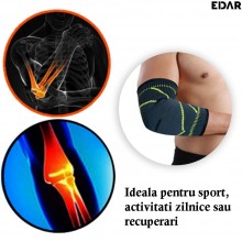 Cotiera Elastica Compresiva EDAR, Marime Universala, Suport si Protectie pentru Cot, Ideala pentru Fitness, Tenis, Dureri Art... Cotiera Elastica Compresiva EDAR, Marime Universala, Suport si Protectie pentru Cot, Ideala pentru Fitness, Tenis, Dureri Art...