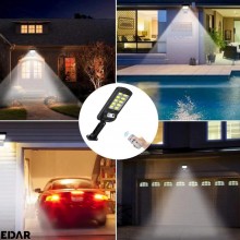Lampa Solara de Exterior EDAR cu Senzor de Miscare si Control Telecomanda, 10 LED-uri COB, Montare pe Perete, Rezistenta la A...