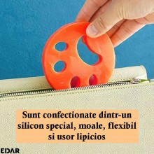 Colector de Par si Scame pentru Haine EDAR, Set 2 Bucati, Reutilizabil, Pentru Masina De Spalat, Portocaliu/Verde