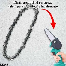 Lant de Rezerva EDAR pentru Mini Fierastrau 4 Inch, Pas 1/4, 28 Dinti, Compatibil cu Drujba Electrica Portabila pe Acumulator...