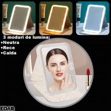 Oglinda Cosmetica EDAR pentru Machiaj cu Iluminare LED, 3 Moduri de Lumina (Rece/Calda/Naturala), Control Touch, Pliabila si ... Oglinda Cosmetica EDAR pentru Machiaj cu Iluminare LED, 3 Moduri de Lumina (Rece/Calda/Naturala), Control Touch, Pliabila si ...
