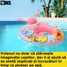Colac Inot Pentru Copii Si Bebelusi SIKS, Gonflabil, Cu Volan, Potrivit Pentru Varsta 3+ Ani, Roz