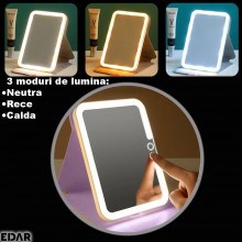 Oglinda Cosmetica EDAR pentru Machiaj cu Iluminare LED, 3 Moduri de Lumina (Rece/Calda/Naturala), Control Touch, Pliabila si ... Oglinda Cosmetica EDAR pentru Machiaj cu Iluminare LED, 3 Moduri de Lumina (Rece/Calda/Naturala), Control Touch, Pliabila si ...