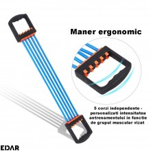 Extensor Cu 5 Corzi EDAR, Pentru Fitness, Antebrat, Brate, Piept, Biceps, Consolidarea musculaturii, Antrenamente, Cauciuc, A...