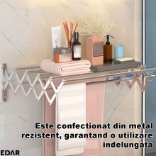 Uscator de Rufe Pliabil de Perete EDAR Tip Acordeon, Extensibil 60cm, 5 Bare, Aluminiu, Ideal Pentru Economisire Spatiu in Ba... Uscator de Rufe Pliabil de Perete EDAR Tip Acordeon, Extensibil 60cm, 5 Bare, Aluminiu, Ideal Pentru Economisire Spatiu in Ba...