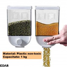 Dozator Cereale 1L/Kg EDAR, Rezistent, Recipient Depozitare Cereale, Dispenser Modern Pentru Bucatarie, Usor de Folosit, Alb