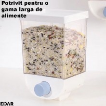 Dozator Cereale 1L/Kg EDAR, Rezistent, Recipient Depozitare Cereale, Dispenser Modern Pentru Bucatarie, Usor de Folosit, Alb