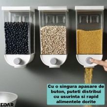 Dozator Cereale 1L/Kg EDAR, Rezistent, Recipient Depozitare Cereale, Dispenser Modern Pentru Bucatarie, Usor de Folosit, Alb