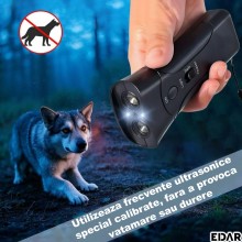 Aparat cu Ultrasunete Anti Caini Agresivi EDAR, Portabil, cu Functie de Dresaj si Lanterna LED, Raza 10m Aparat cu Ultrasunete Anti Caini Agresivi EDAR, Portabil, cu Functie de Dresaj si Lanterna LED, Raza 10m