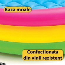 Piscina Gonflabila Rotunda Pentru Copii De Exterior / Interior SIKS, Cu Baza Podea Moale Gonflabila, Dimensiuni 110 x 30 cm, ...