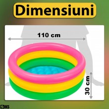 Piscina Gonflabila Rotunda Pentru Copii De Exterior / Interior SIKS, Cu Baza Podea Moale Gonflabila, Dimensiuni 110 x 30 cm, ...
