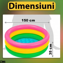 Piscina Gonflabila Rotunda Pentru Copii De Exterior / Interior SIKS, Cu Baza Podea Moale Gonflabila, Dimensiuni 150 x 35 cm, ... Piscina Gonflabila Rotunda Pentru Copii De Exterior / Interior SIKS, Cu Baza Podea Moale Gonflabila, Dimensiuni 150 x 35 cm, ...