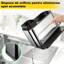 Suport Organizator Chiuveta Bucatarie SIKS Cu Dispenser Detergent Lichid, Compartiment Pentru Depozitare Si Uscare Ustensile,...