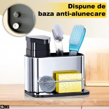 Suport Organizator Chiuveta Bucatarie SIKS Cu Dispenser Detergent Lichid, Compartiment Pentru Depozitare Si Uscare Ustensile,...