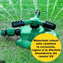 Aspersor Rotativ SIKS Pentru Gradina cu 3 Brate, Irigator De Gradina, 12 Duze Pulverizare, 360 Grade, Accesorii Conectivitate... Aspersor Rotativ SIKS Pentru Gradina cu 3 Brate, Irigator De Gradina, 12 Duze Pulverizare, 360 Grade, Accesorii Conectivitate...