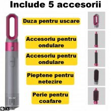 Perie electrica 5 in 1 SIKS, Cu 5 Capete Interschimbabile De Coafare, Ondulator, Uscator, Perie Indreptat Par, 3 Trepte Tempe... Perie electrica 5 in 1 SIKS, Cu 5 Capete Interschimbabile De Coafare, Ondulator, Uscator, Perie Indreptat Par, 3 Trepte Tempe...