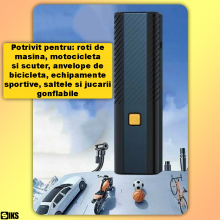 Compresor Auto Portabil SIKS, Cu Functie Manometru Inclusa, Pompa Ideala Pentru Roti Masina, Bicicleta, Motocicleta, Minge, A...