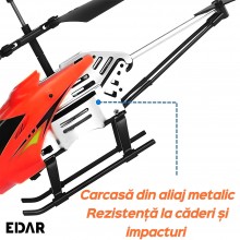 Elicopter Pentru Copii EDAR, Cu Telecomanda, Giroscop Stabilizator, Carcasa Metalica Rezistenta, Lumini LED, Anti-soc, Pentru...