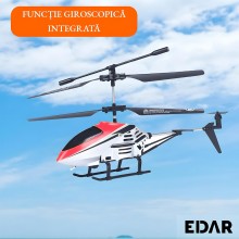 Elicopter Pentru Copii EDAR, Cu Telecomanda, Giroscop Stabilizator, Carcasa Metalica Rezistenta, Lumini LED, Anti-soc, Pentru...
