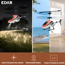Elicopter Pentru Copii EDAR, Cu Telecomanda, Giroscop Stabilizator, Carcasa Metalica Rezistenta, Lumini LED, Anti-soc, Pentru...