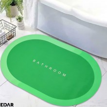 Covoras De Baie EDAR, Cu Mesaj Bathroom, Absorbant, Antiderapant, Material Moale, Curatoare Usoara, 90 x 60, Verde Aprins