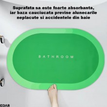 Covoras De Baie EDAR, Cu Mesaj Bathroom, Absorbant, Antiderapant, Material Moale, Curatoare Usoara, 90 x 60, Verde Aprins Covoras De Baie EDAR, Cu Mesaj Bathroom, Absorbant, Antiderapant, Material Moale, Curatoare Usoara, 90 x 60, Verde Aprins