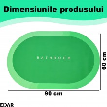Covoras De Baie EDAR, Cu Mesaj Bathroom, Absorbant, Antiderapant, Material Moale, Curatoare Usoara, 90 x 60, Verde Aprins Covoras De Baie EDAR, Cu Mesaj Bathroom, Absorbant, Antiderapant, Material Moale, Curatoare Usoara, 90 x 60, Verde Aprins
