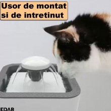 Dispenser Automat De Apa Pentru Pisici Si Caini EDAR, Tip Fantana, Filtrare Si Purificare, Ultra-Silentios, 3 Trepte, Cu Adap...