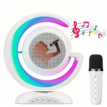 Set Karaoke 2 in 1 EDAR, Statie Smart cu Microfon Wireless si Boxa Portabila cu Lumina RGB, Conectare Telefon, Slot Card, pen...