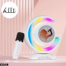 Set Karaoke 2 in 1 EDAR, Statie Smart cu Microfon Wireless si Boxa Portabila cu Lumina RGB, Conectare Telefon, Slot Card, pen...