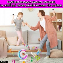 Set Karaoke 2 in 1 EDAR, Statie Smart cu Microfon Wireless si Boxa Portabila cu Lumina RGB, Conectare Telefon, Slot Card, pen...
