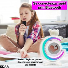 Set Karaoke 2 in 1 EDAR, Statie Smart cu Microfon Wireless si Boxa Portabila cu Lumina RGB, Conectare Telefon, Slot Card, pen...