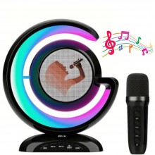Set Karaoke 2 in 1 EDAR, Statie Smart cu Microfon Wireless si Boxa Portabila cu Lumina RGB, Conectare Telefon, Slot Card, pen...