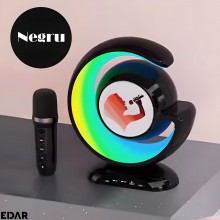 Set Karaoke 2 in 1 EDAR, Statie Smart cu Microfon Wireless si Boxa Portabila cu Lumina RGB, Conectare Telefon, Slot Card, pen...