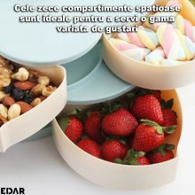 Cutie Bomboane EDAR Cu Suport Pentru Telefon, Model Floare, Rotativa, 10 Compartimente Pentru Servire, Design Elegant, Diamet... Cutie Bomboane EDAR Cu Suport Pentru Telefon, Model Floare, Rotativa, 10 Compartimente Pentru Servire, Design Elegant, Diamet...