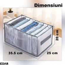 Organizator Imbracaminte EDAR 7 Compartimente 35.5x20cm, Cutie Depozitare Textil Pentru Dulap Sau Geamantan, Gri/Alb Organizator Imbracaminte EDAR 7 Compartimente 35.5x20cm, Cutie Depozitare Textil Pentru Dulap Sau Geamantan, Gri/Alb