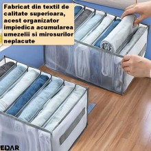 Organizator Imbracaminte EDAR 7 Compartimente 35.5x20cm, Cutie Depozitare Textil Pentru Dulap Sau Geamantan, Gri/Alb Organizator Imbracaminte EDAR 7 Compartimente 35.5x20cm, Cutie Depozitare Textil Pentru Dulap Sau Geamantan, Gri/Alb