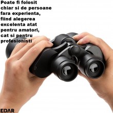 Binoclu EDAR 20x50 Zoom Puternic, Compact, Ergonomic, Ideal pentru Calatorii, Drumetii, Vanatoare & Birdwatching, Negru