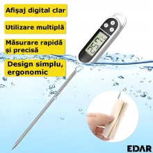 Termometru Alimentar EDAR Pentru Bucatarie, -50 - + 300 ° C, Metalic, Cu Tija, Digital, Pentru Mancare, Lichide, Alimente, Pe... Termometru Alimentar EDAR Pentru Bucatarie, -50 - + 300 ° C, Metalic, Cu Tija, Digital, Pentru Mancare, Lichide, Alimente, Pe...