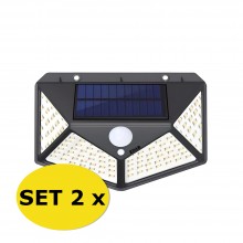 Set 2x Lampa Solara EDAR, Cu 100 De Leduri, Exterior, IPX6, Senzor De Miscare
