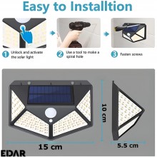 Set 2x Lampa Solara EDAR, Cu 100 De Leduri, Exterior, IPX6, Senzor De Miscare Set 2x Lampa Solara EDAR, Cu 100 De Leduri, Exterior, IPX6, Senzor De Miscare