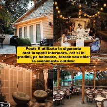 Ghirlanda Luminoasa Terasa SIKS Decorativa Cu Becuri De Interior/Exterior/Gradina, cu Alimentare la Priza, Pendule LED, 30 Me... Ghirlanda Luminoasa Terasa SIKS Decorativa Cu Becuri De Interior/Exterior/Gradina, cu Alimentare la Priza, Pendule LED, 30 Me...