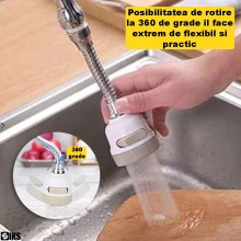 Racord Flexibil Robinet SIKS, Extensie Baterie Sanitara, Pentru Baie Sau Bucatarie, Trei Jeturi Apa, Rotativ 360 Grade, Compa...