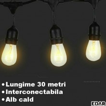 Instalatie LED EDAR Tip Ghirlanda Interior/Exterior/Gradina/Terasa, Becuri Tip Bulb, Lumina Calda, Interconectabila, 2W, Temp... Instalatie LED EDAR Tip Ghirlanda Interior/Exterior/Gradina/Terasa, Becuri Tip Bulb, Lumina Calda, Interconectabila, 2W, Temp...