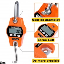 Cantar Electronic De Mana Cu Carlig SIKS, Cantar Digital Cu Carcasa Din Aluminiu, Portabil, Display Iluminat, Capacitate Pana... Cantar Electronic De Mana Cu Carlig SIKS, Cantar Digital Cu Carcasa Din Aluminiu, Portabil, Display Iluminat, Capacitate Pana...