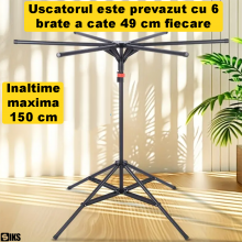 Uscator De Rufe Vertical SIKS, Tip Umbrela, Pliabil, Mobil, Suport Umerase, 6 Brate, Uscare 360°, Inaltime Reglabila Pana La ... Uscator De Rufe Vertical SIKS, Tip Umbrela, Pliabil, Mobil, Suport Umerase, 6 Brate, Uscare 360°, Inaltime Reglabila Pana La ...