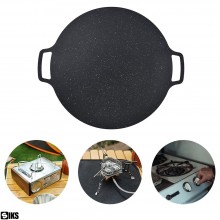 Plita Japoneza Rotunda SIKS Cu Manere, Placa Grill, Antiaderenta, Pluristratificata, Diametrul 36 cm, Negru Plita Japoneza Rotunda SIKS Cu Manere, Placa Grill, Antiaderenta, Pluristratificata, Diametrul 36 cm, Negru