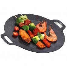 Plita Japoneza Rotunda SIKS Cu Manere, Placa Grill, Antiaderenta, Pluristratificata, Diametrul 36 cm, Negru