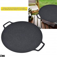 Plita Japoneza Rotunda SIKS Cu Manere, Placa Grill, Antiaderenta, Pluristratificata, Diametrul 36 cm, Negru Plita Japoneza Rotunda SIKS Cu Manere, Placa Grill, Antiaderenta, Pluristratificata, Diametrul 36 cm, Negru